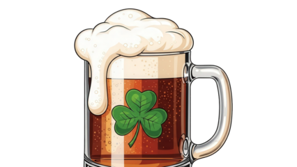 Refreshing beer with shamrock in glass on St. Patrick's Day