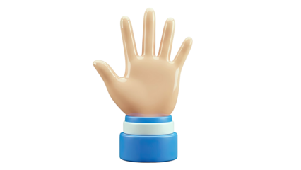 3D Cartoon Hand with Blue and White Base