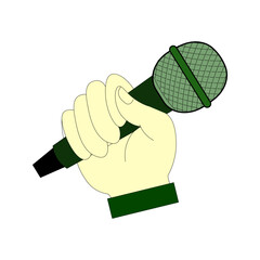 hand holding microphone colors icon. symbol for mobile concept and web design. vector illustration