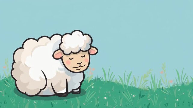 草原で居眠りする羊アニメーションループ