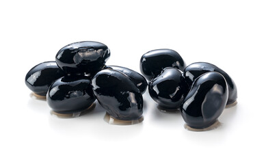 Glossy Simmered Black Soybeans (Kuromame) Isolated on White Background - Traditional Japanese New Year Food