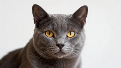 Obraz premium Gray cat with yellow eyes