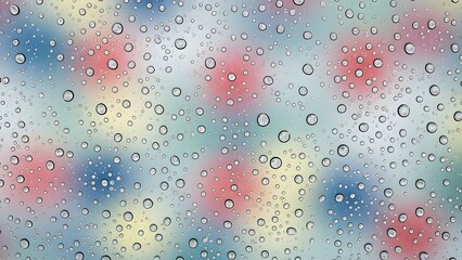Naklejka premium Vibrant water droplets on colorful background with rainbow hues