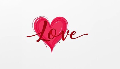 A single, bold heart created with expressive calligraphy, a powerful statement of love,  expressive,  statement