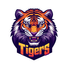 Tigers - logo template design. Tiger animal mascot head vector illustration logo. Wild cat head mascot, Tiger head emblem design for eSports team