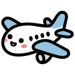 Cute airplane icon illustration vector graphic for travel or aviation themes isolated on white background © azzedine