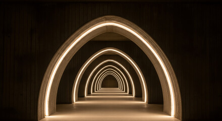 Futuristic Concrete Tunnel Resembling a Labyrinth