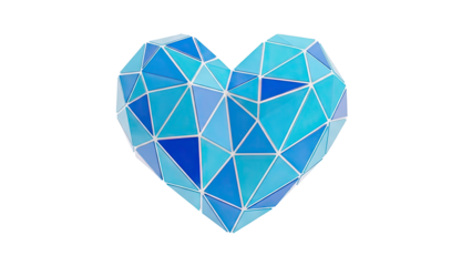 Geometric Blue Heart Sculpture