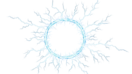 Electric blue lightning bolt circle on black background