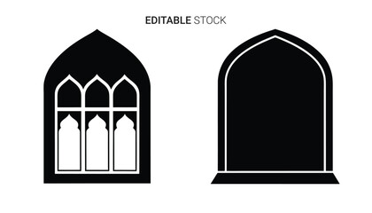 black and white architectural window and archway silhouette high quality professional detailed modern