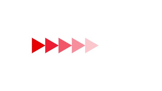Forward direction arrows in gradient pink and red on white. Right-directional arrow loop animation. Animated arrows for the overlay video layer.