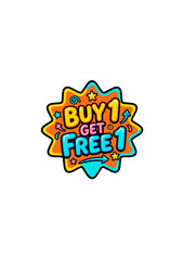 Colorful Cartoon Buy 1 Get Free 1 Sticker