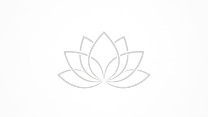 A clean and elegant line art illustration of a lotus flower symbol representing purity and enlightenment on a light background