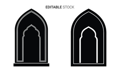 Fototapeta premium arch shaped black silhouette designs with white outline silhouette high quality professional detailed
