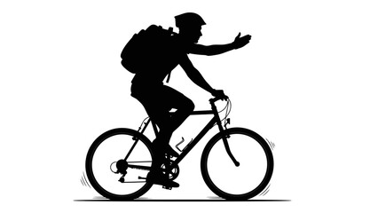 Obraz premium Cyclist riding a bicycle with a backpack gesturing outdoors