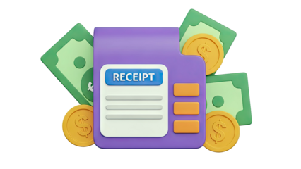 3D Receipt and Money Icon
