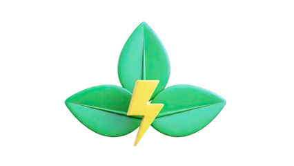 Green Energy Symbol: Leaves and Lightning Bolt