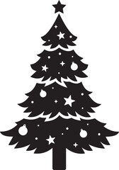 Obraz premium Christmas Tree Silhouette with Star and Ornaments Icon