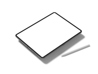 Tablet With Pencil 3D Render Isolated White for Mockup 4