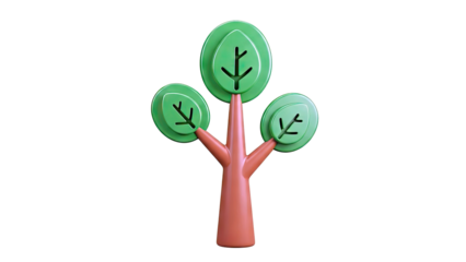 Stylized 3D Tree with Green Leaves