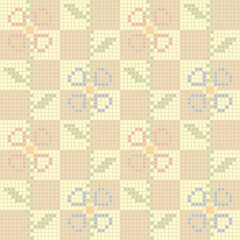 flowers of hand drawn squares. vector seamless pattern. floral repetitive background. modern decorative art. geometric fabric swatch. embroidery template. continuous textile design. home decor