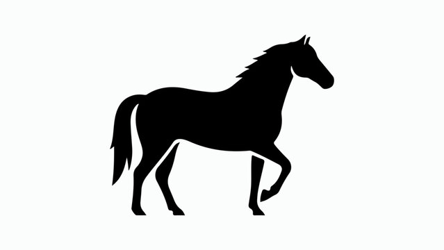 Black silhouette of a horse standing on a white background, depicting a majestic equine animal.