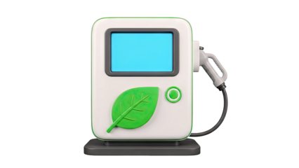 Electric Vehicle Charging Station with Leaf Symbol