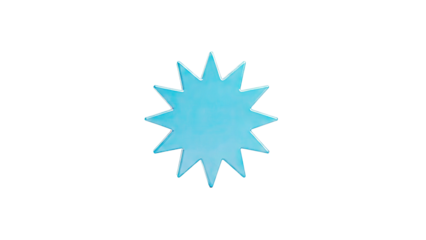 Blue starburst shape on white background
