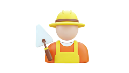 3D Icon of a Construction Worker with Trowel