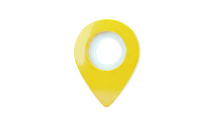 3D Yellow Map Pin Icon on White Background