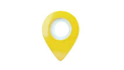 3D Yellow Map Pin Icon on White Background