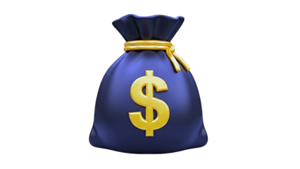 Black Money Bag with Gold Dollar Sign