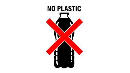 Fototapeta premium No Plastic Bottle Symbol, Environmental Protection Against Pollution