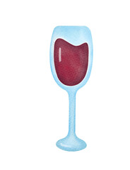 red wine glass isolated on transparent background. watercolor illustration, clip art and cut out element design