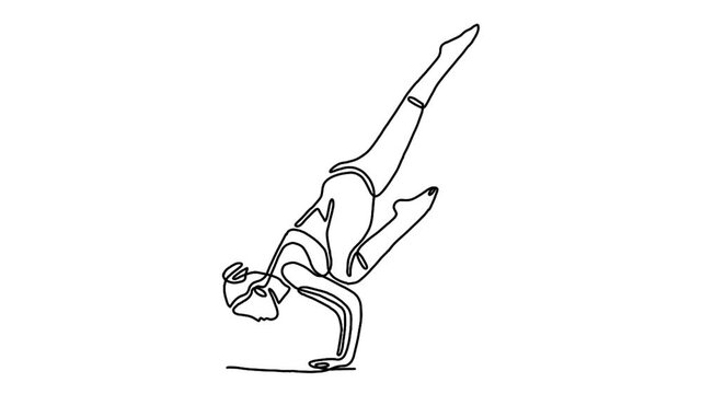 continuous line animation of woman yoga pose