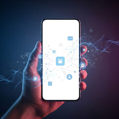 Digital Connection &ndash; Smartphone in Hand, Future Tech & Smart Network Concept Art