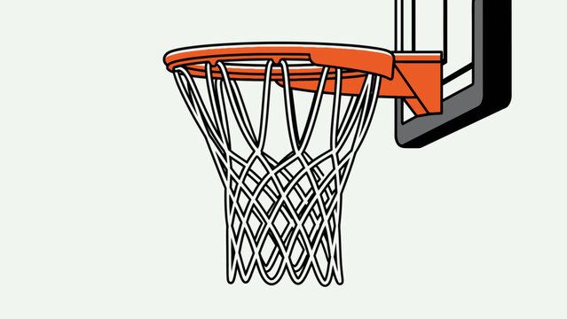 Close-up of a basketball hoop with net against a plain background