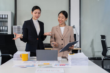 Business team present. woman professional investor working new start up project.