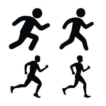 Diverse collection of running and jogging figures depicting athleticism and physical activity