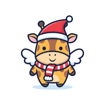 Christmas Cow Vector Illustration