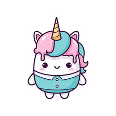 Adorable Cartoon Unicorn Ice Cream Character