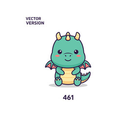 Cute Cartoon Dragon Vector Illustration