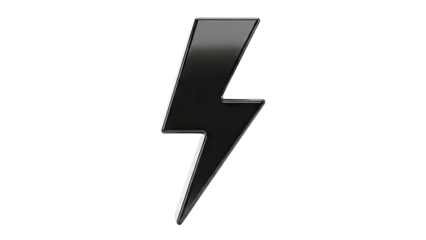 Glossy Black Lightning Bolt Symbol