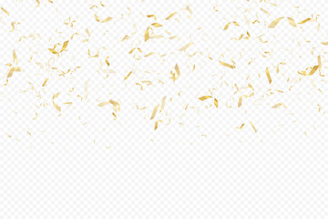 Glittering confetti on a transparent background. Gold confetti