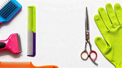 Hair grooming tools on white background