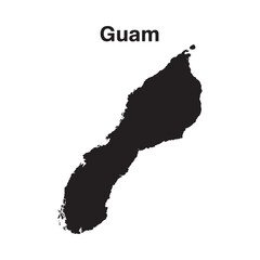 a black silhouette map of guam island