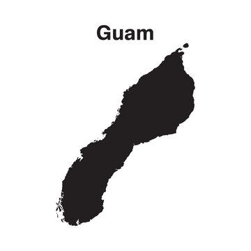 a black silhouette map of guam island