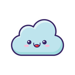 Cute Cartoon Cloud Illustration with Smiling Face