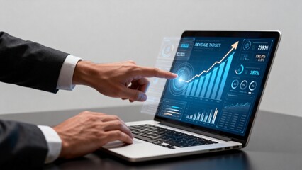 Business person analyzing digital revenue data