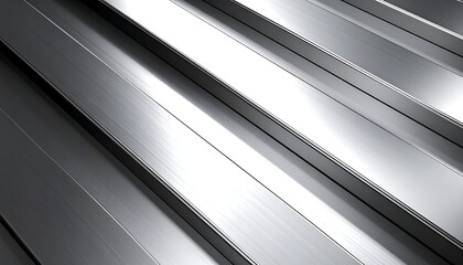 Obraz premium Sleek metallic surface with overlapping slats reflecting light in a seamless design